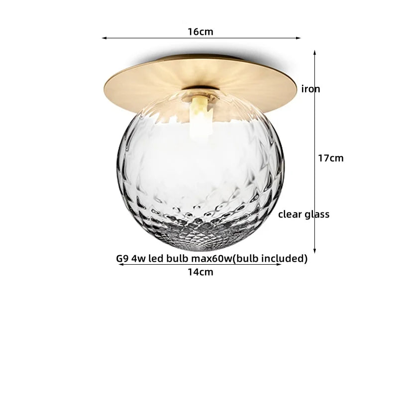 Afralia™ Iron Glass LED Ceiling Lamp Ball Shape Modern Living Room Light Fixtures