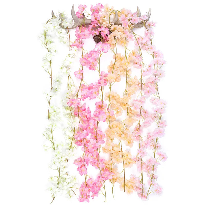 Afralia™ Cherry Blossom Silk Flower Garland for Wedding Party Arch Home Decor