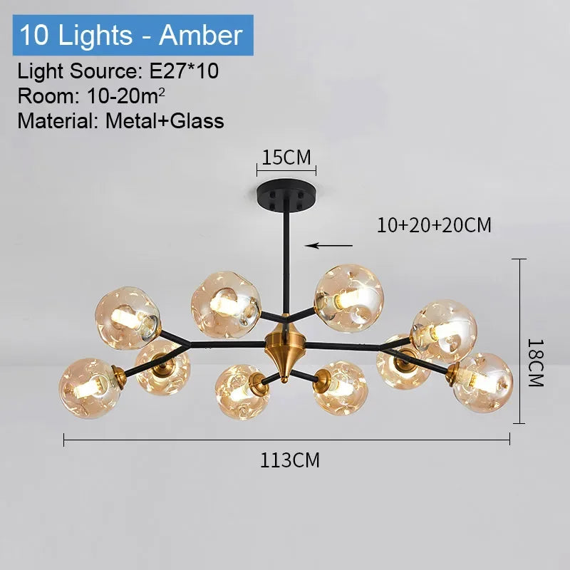 Afralia™ Nordic Glass Ball LED Chandeliers for Home Indoor Decor and Ceiling Lamps