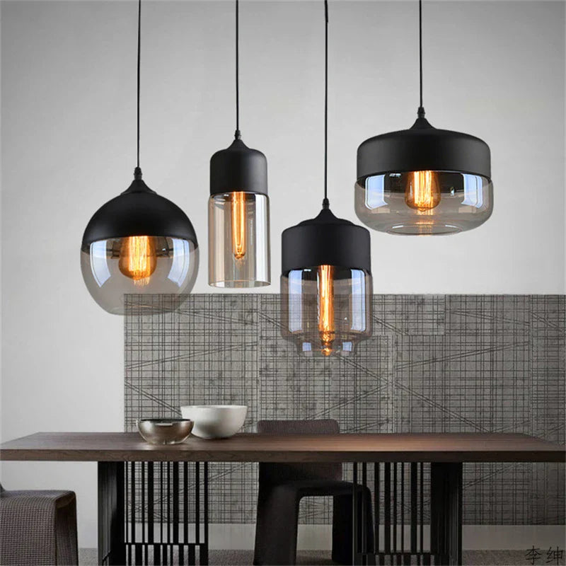 Afralia™ Nordic Modern LED Pendant Lights Wood Color Glass Hanging Lamp