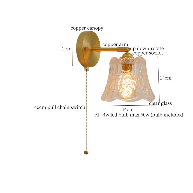 Afralia™ Bell Glass LED Wall Lamp for Living Room, Bathroom, Stair Light - Japanese Vintage Style
