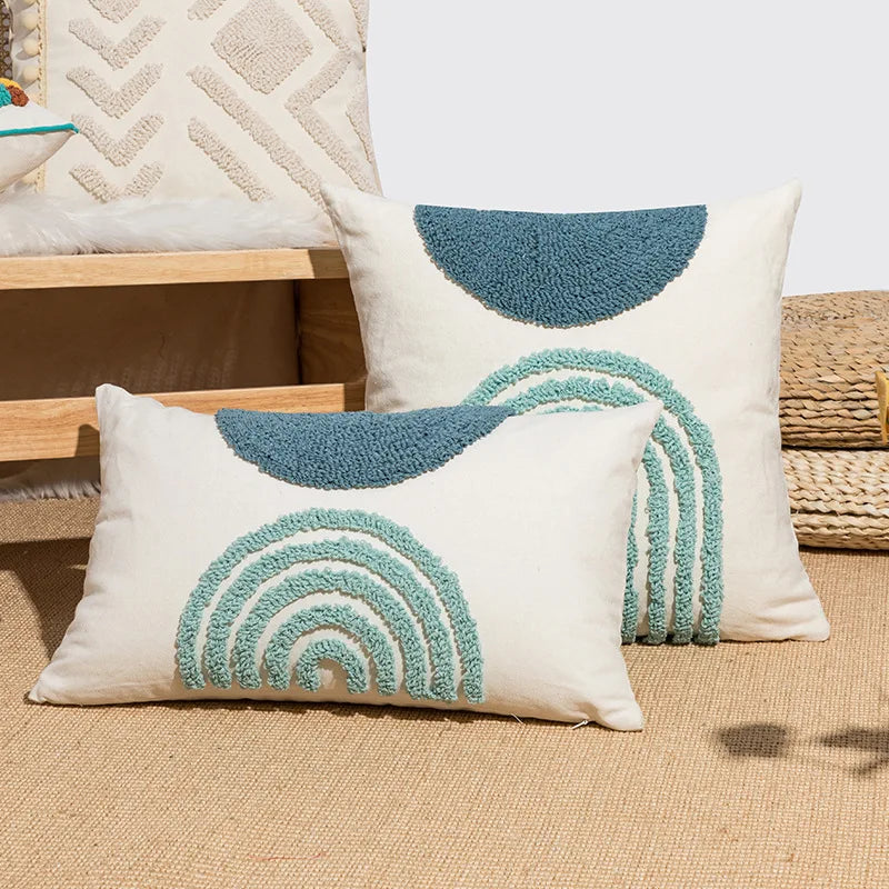 Afralia™ Half Circle Loop Tufted Cushion Cover Embroidered Pillow Covers for Living Room