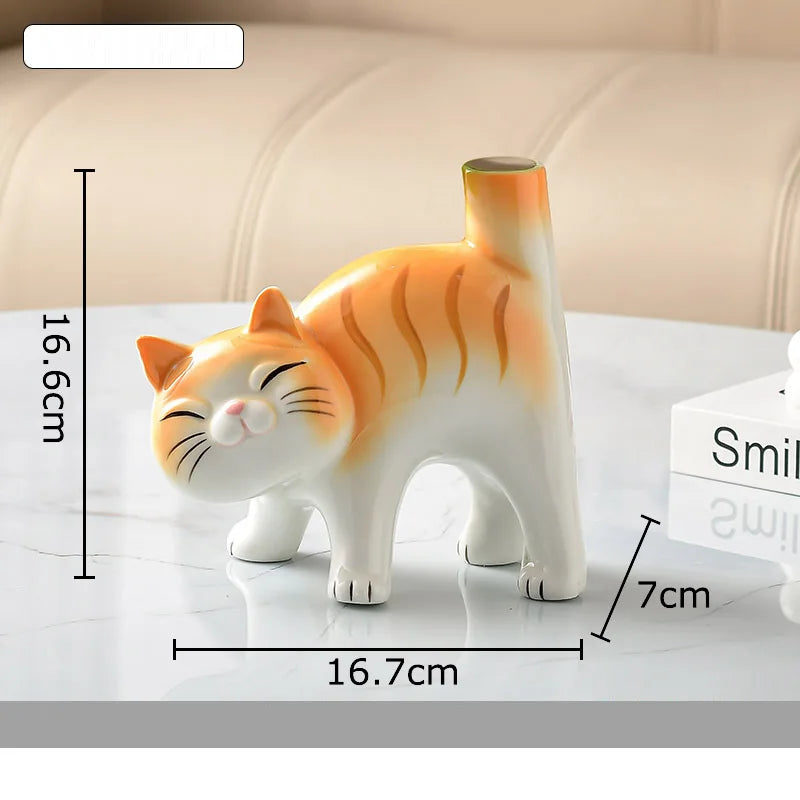 Siamese Kitten Ceramic Vase by Afralia™ - Table Decoration for Flowers