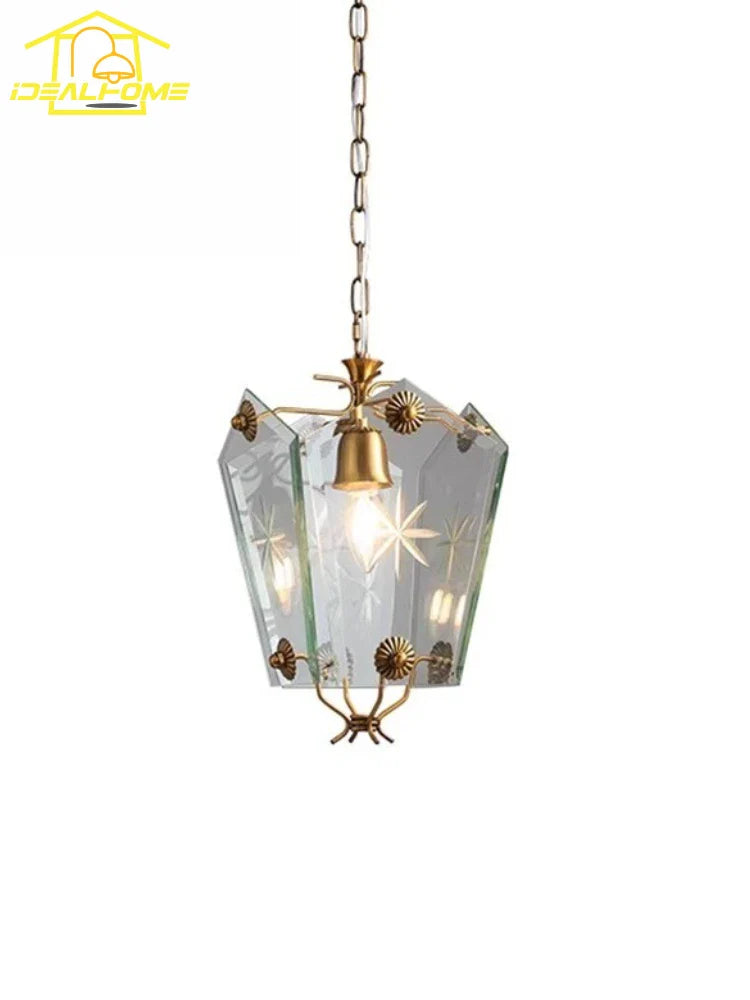 Afralia™ Vintage Glass Petal Chandelier LED Gold Lustre Hanging Lamp