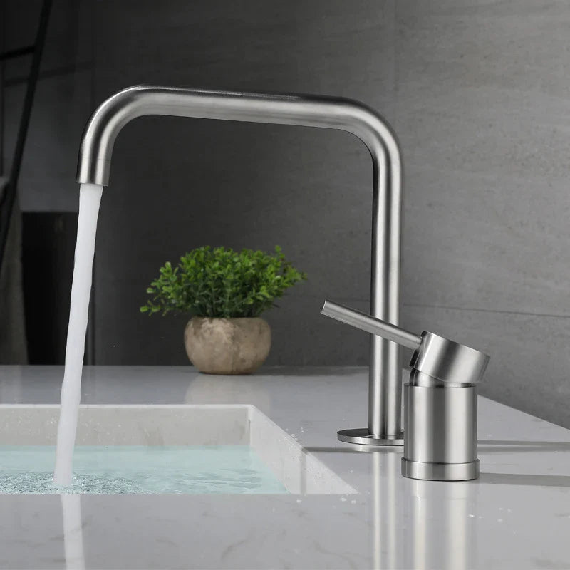 Afralia™ Brushed Stainless Steel Bathroom Faucet - Deck Mounted Basin Mixer Tap