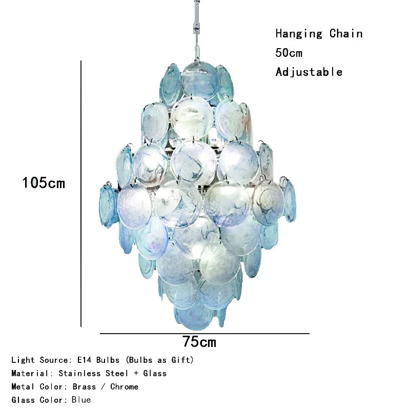 Afralia™ Mulano Blue Glass Chandelier - Elegant Art Decor for Dining Room.
