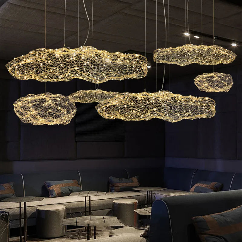 Afralia™ Cloud Pendant Lights: Industrial Loft Firefly Chandelier for Living Room, Bedroom, Staircase