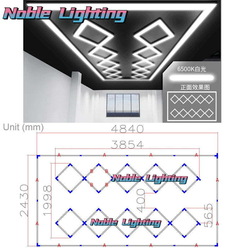 Afralia™ Hexagon LED Garage Wall Ceiling Lights 6500K Daylight White 4.8X2.4M Linkable