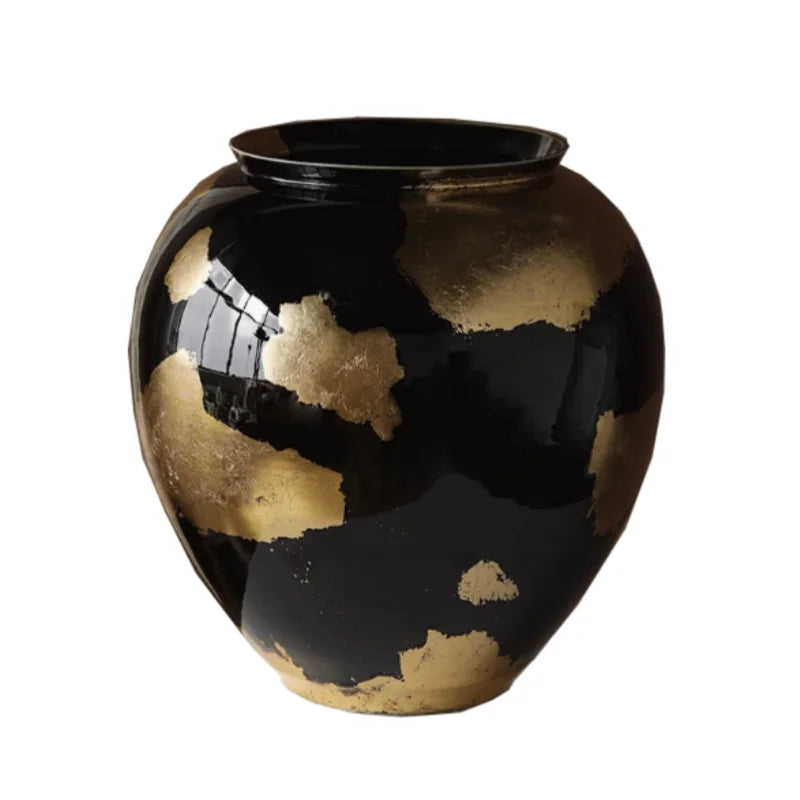 Afralia™ Gold Foil Ceramic Vase for Flower Arrangement and Home Decoration