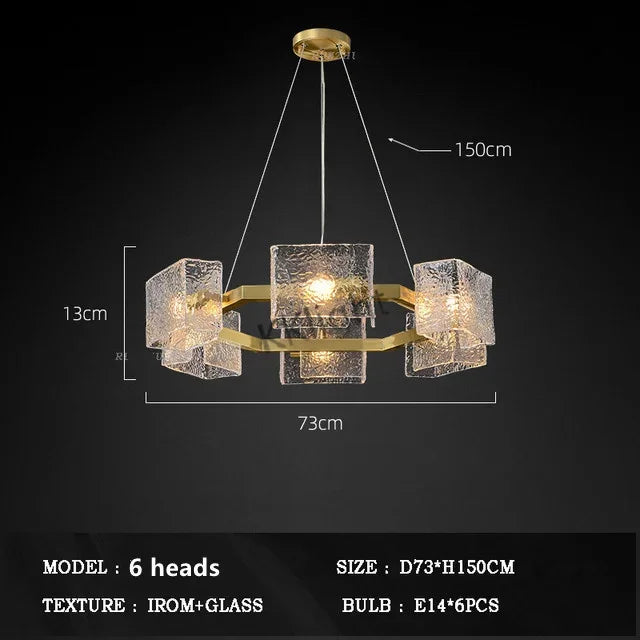Afralia™ Water Ripples Glass Chandelier Light for Living Room Restaurant Bedroom Kitchen Island