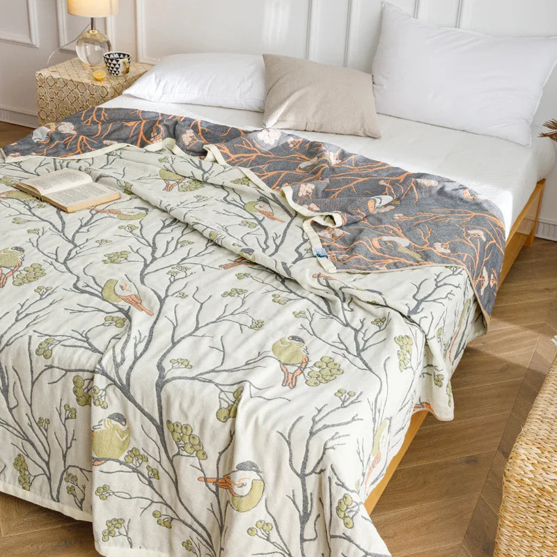 Afralia™ Cotton Gauze Summer Blanket, Soft Breathable Single Double Bed Nap Blanket