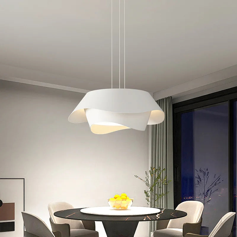 Afralia™ White Acrylic Art LED Chandelier with Adjustable Cord for Living Room, Kitchen, Bedroom