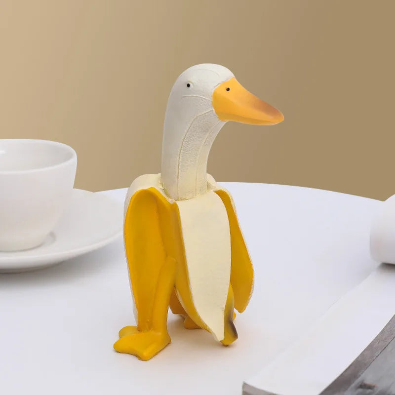 Afralia™ Abstract Banana Duck Sculpture Decorative Figurine for Home Decoration