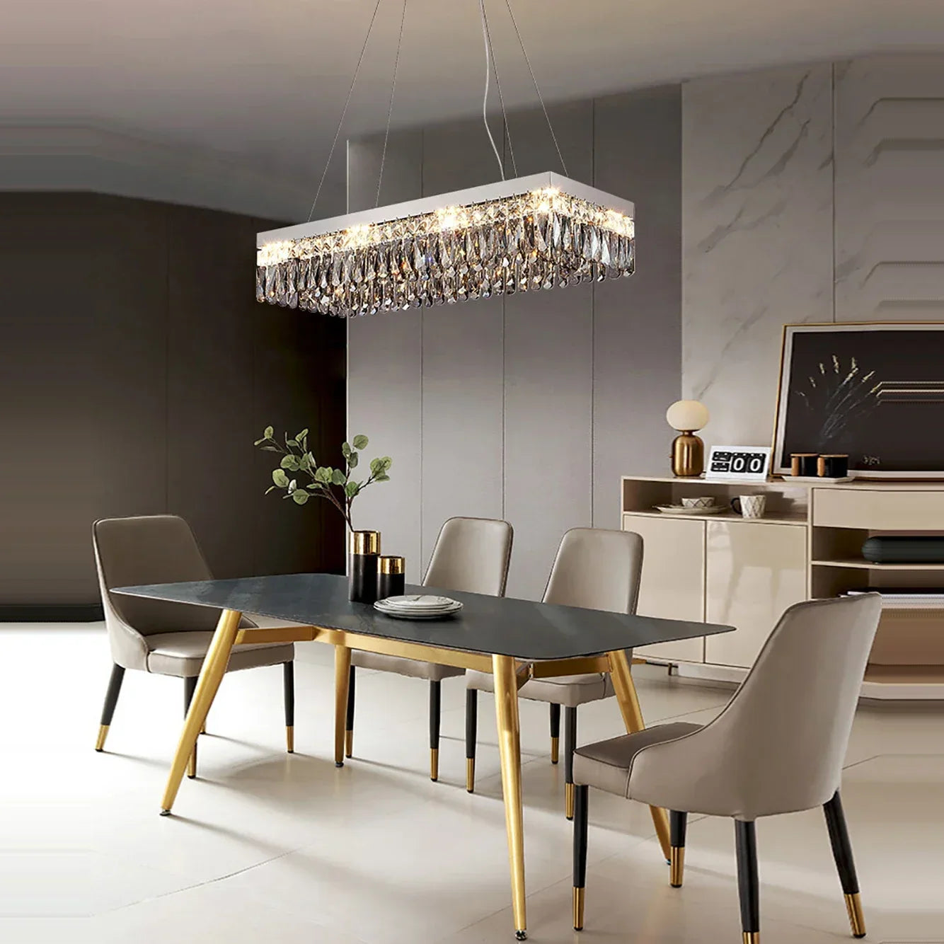 Afralia™ Luxury Led Crystal Chandelier for Living Room, Modern Chrome Ceiling Lighting Fixture