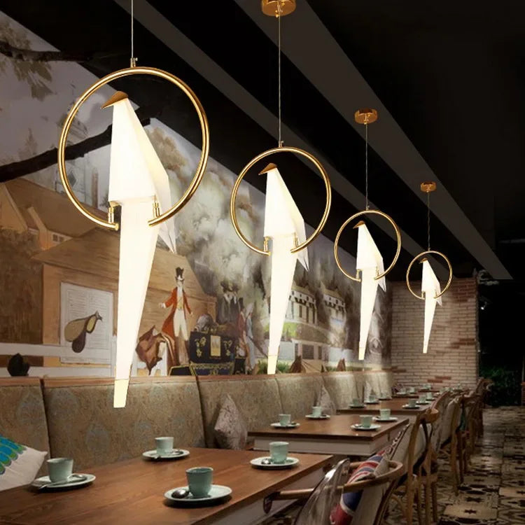 Afralia™ Thousand Paper Crane LED Iron Chandelier: Modern Creative Lighting for Home and Office