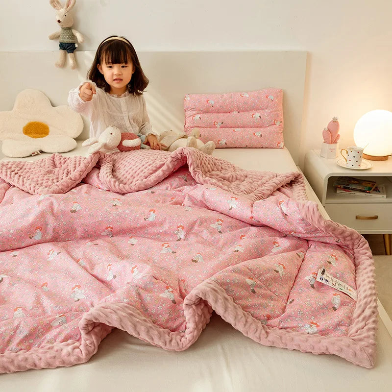 Afralia™ Cotton Floral Double Quilt | Retro Soothe Doudou Bedding Blanket