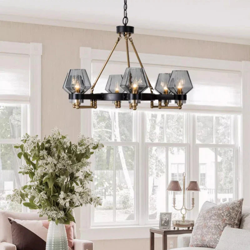 Afralia™ Luxe Glass Chandelier: Modern Retro Living Room Pendant Lamp Lighting Fixtures