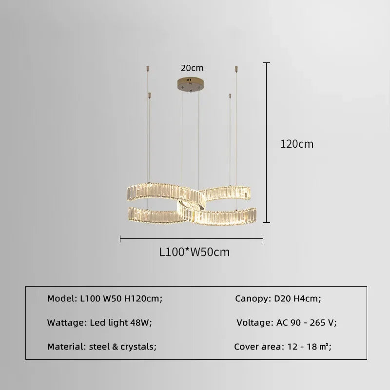 Afralia™ Crystal LED Pendant Lights Remote Control Dimmable Suspension Lamp