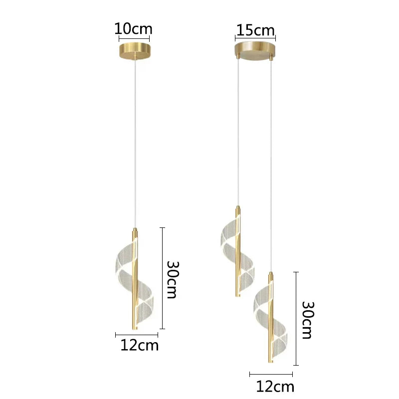 Afralia™ Modern Spiral LED Pendant Light Chandelier for Indoor Bedroom Decor