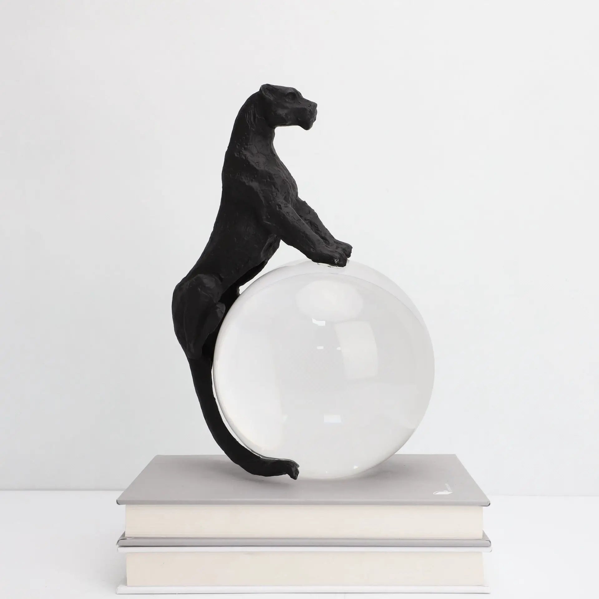 Afralia™ Crystal Ball Metal Animal Sculptures Home Decor Figurines