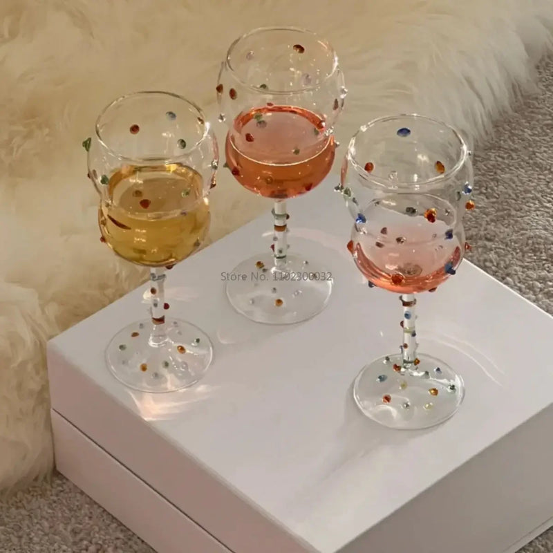 Afralia™ Gem Spark Coupe Goblet Set - Colorful Crystal Champagne Glass Collection