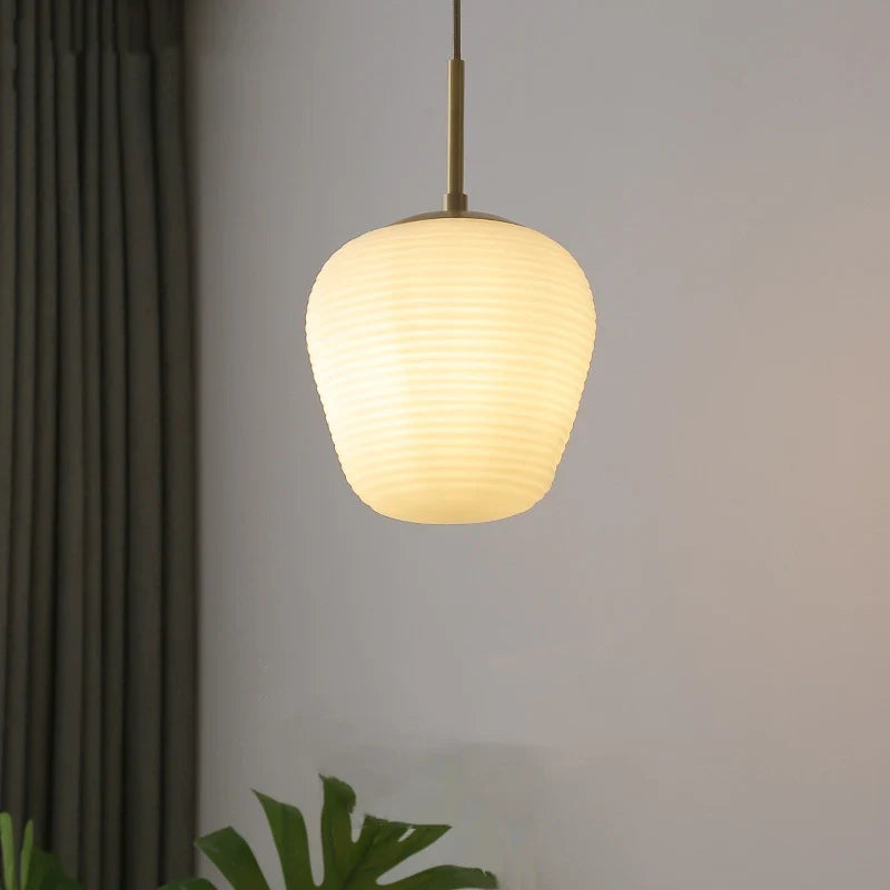 Afralia™ Glass Copper LED Pendant Chandelier for Bedroom Dining Living Room