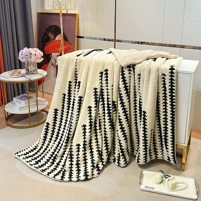 Afralia™ Double Layer Lamb Fleece Blanket: Soft & Warm for Office, Bedroom, Sofa.
