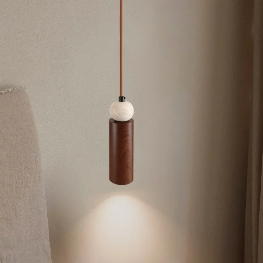 Afralia™ Iron LED Pendant Light Fixture for Home Living Room, Restaurant Yellow Travertine Ball Hang Lamp