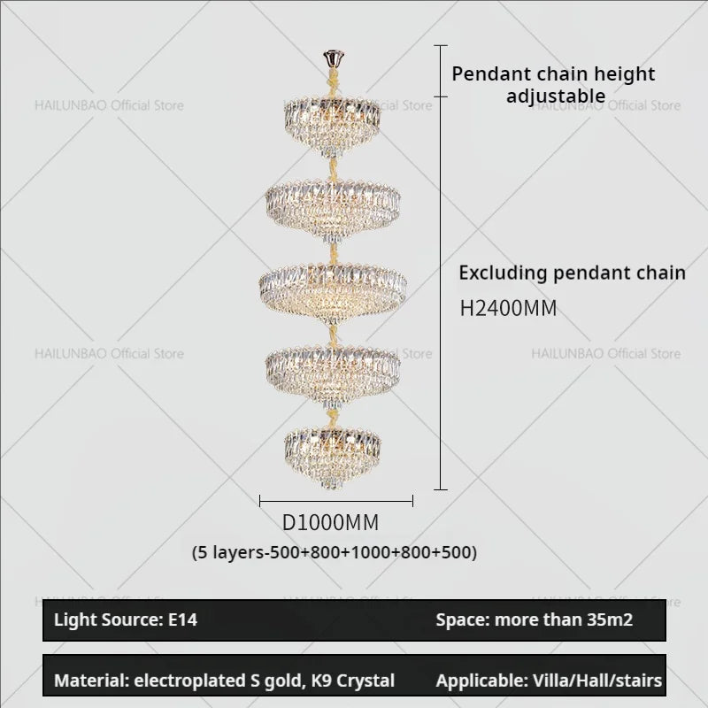 Afralia™ Crystal Living Room Chandelier: Modern Luxury High-Rise Villa Personality Creative Hotel Décor