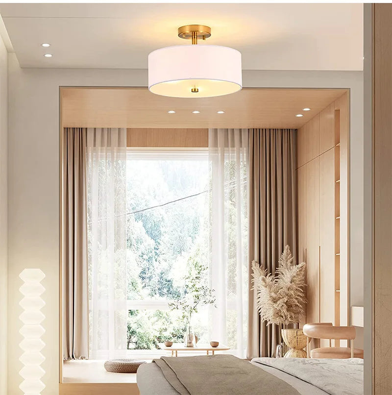 Afralia™ White Fabric Ceiling Light for Living, Bedroom, Dining Room Chandelier