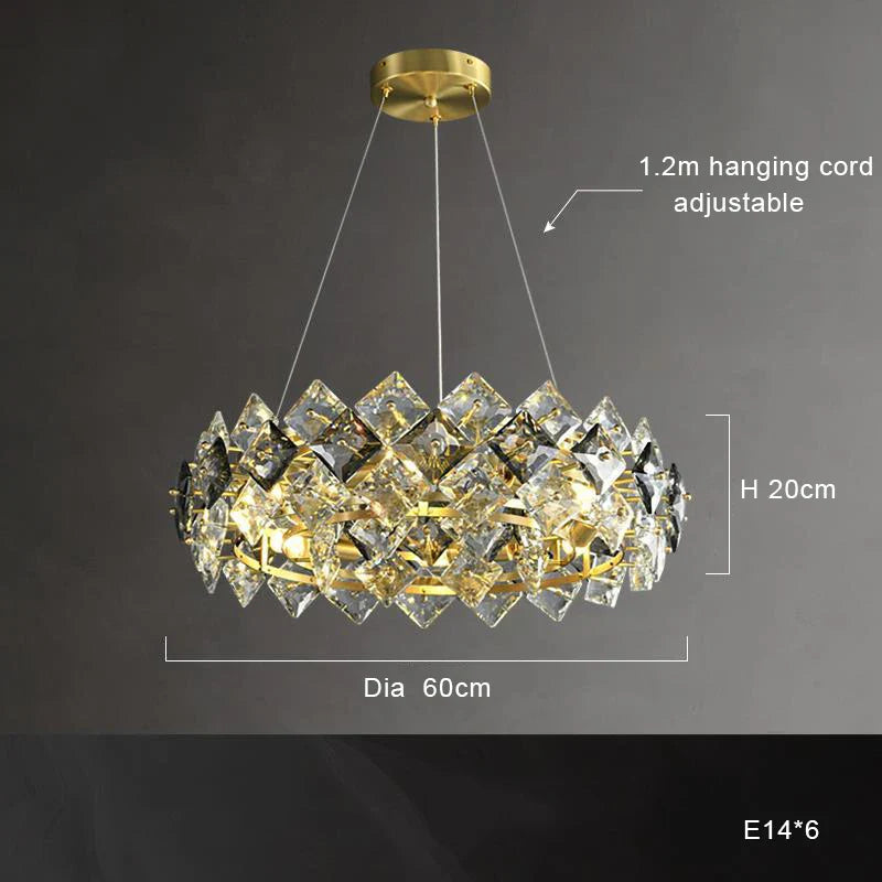 Afralia™ Crystal Round Chandelier: Modern Dining Room Lighting Fixture, Nordic Style Decoration