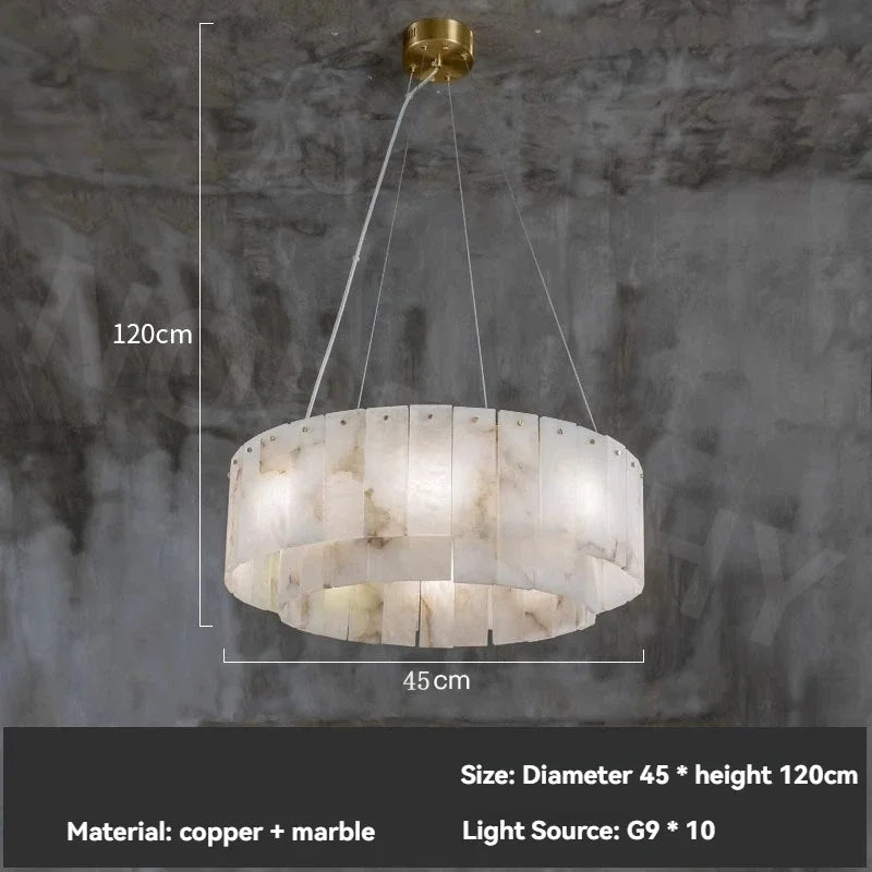 Afralia™ Full Copper Marble Pendant Lamp: Luxury Circular LED Light for Living Room
