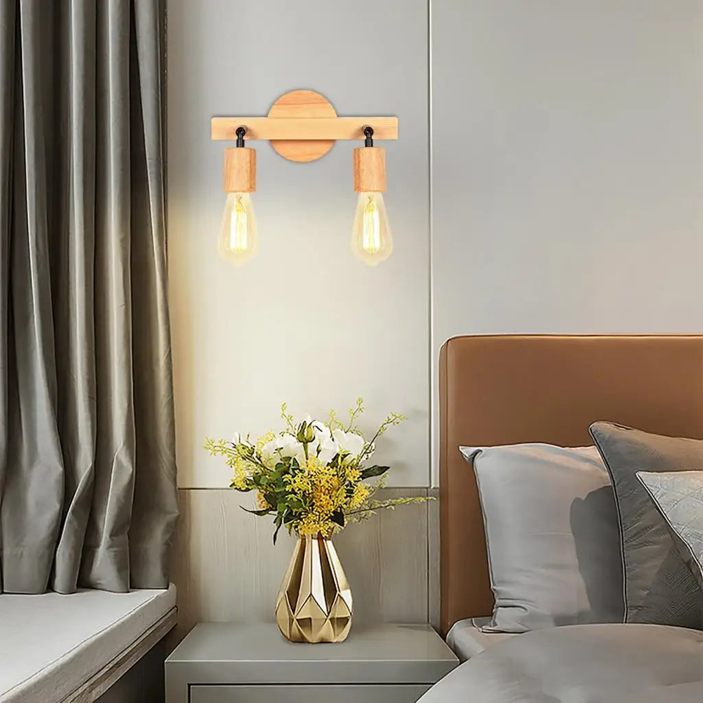 Afralia™ Wood Double Heads Wall Lamps - Modern Nordic Indoor Lighting Sconces