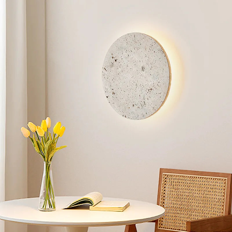 Afralia™ Natural Stone Round Wall Lamp: Bedside & Dining Room Atmosphere Art Decor Sconce Light