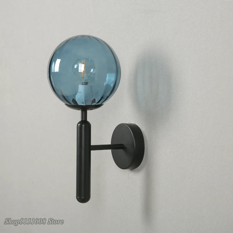 Afralia™ Glass Ball LED Wall Lamp Modern Bedroom Beside Light Fixture