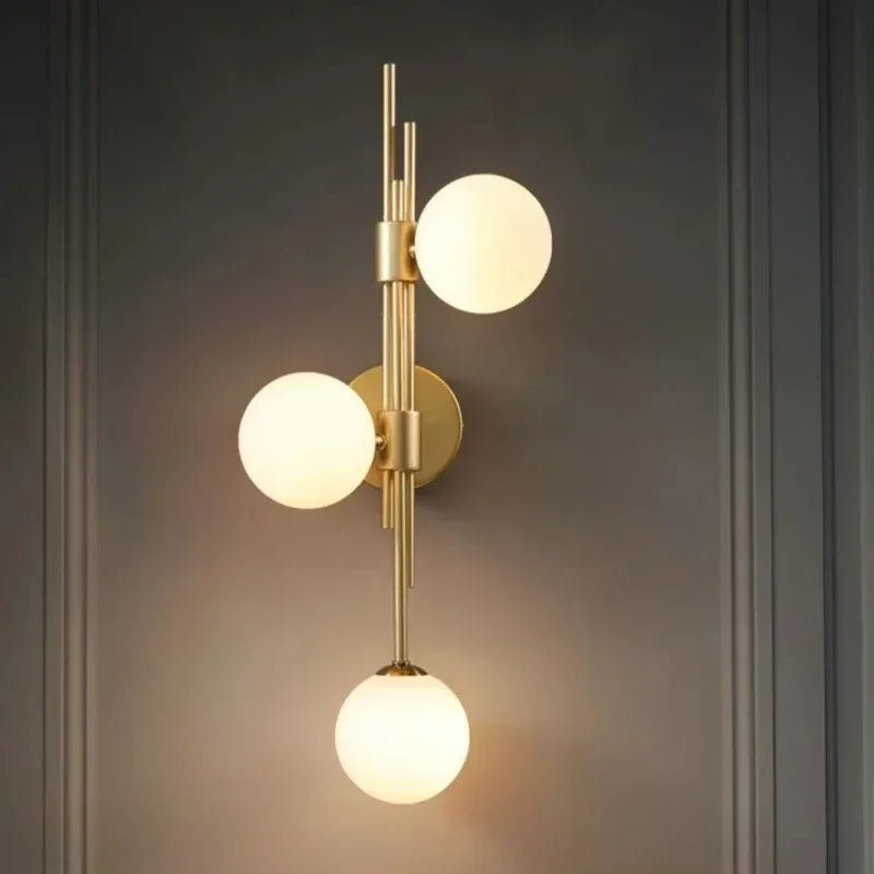 Afralia™ Modern Glass Ball Wall Lamp for Living Room Bedroom Study Bedside Loft Mirror Light