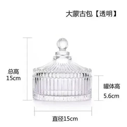 Afralia™ Green Striped Glass Jar with Lid, Small Objects Jewelry Storage Jar