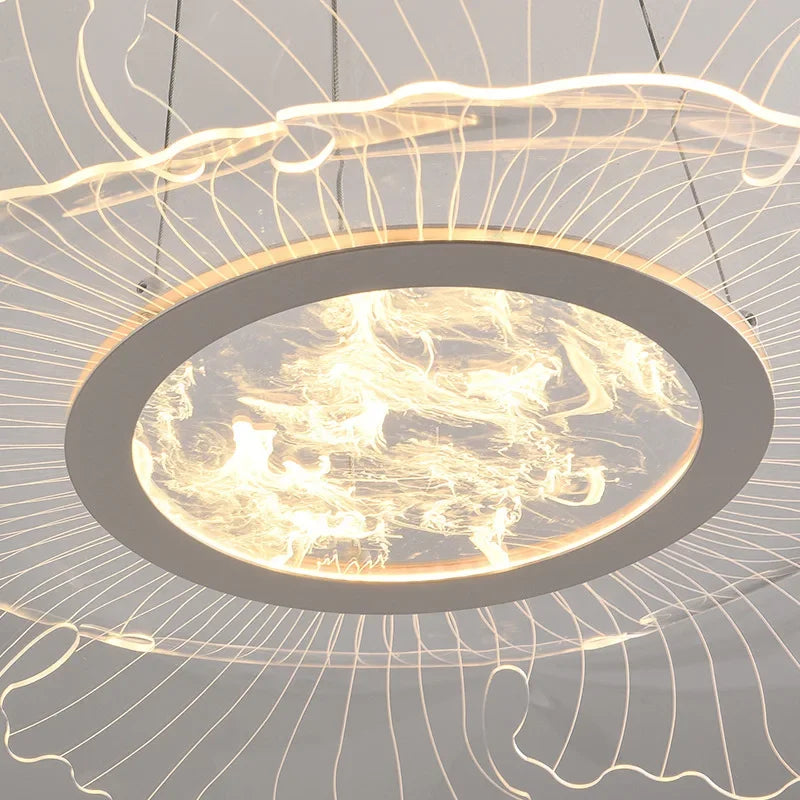 Afralia™ Modern LED Acrylic Iron Flower Pendant Lights for Stylish Restaurant Ceiling Lighting