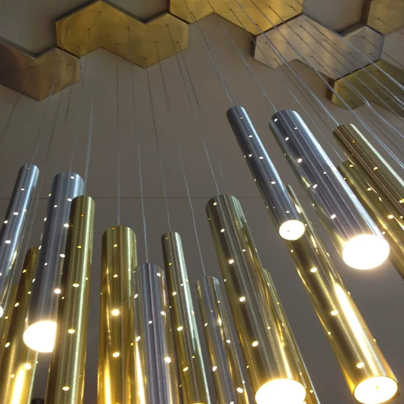 Afralia™ Modern LED Chandelier Ceiling Light - Elegant Long Tube Combination for Living & Dining Room