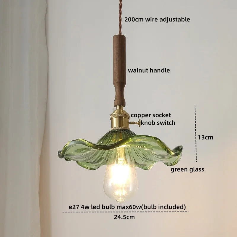 Afralia™ LED Walnut Copper Pendant Light with Knob Switch - Modern Style Lighting Fixtures