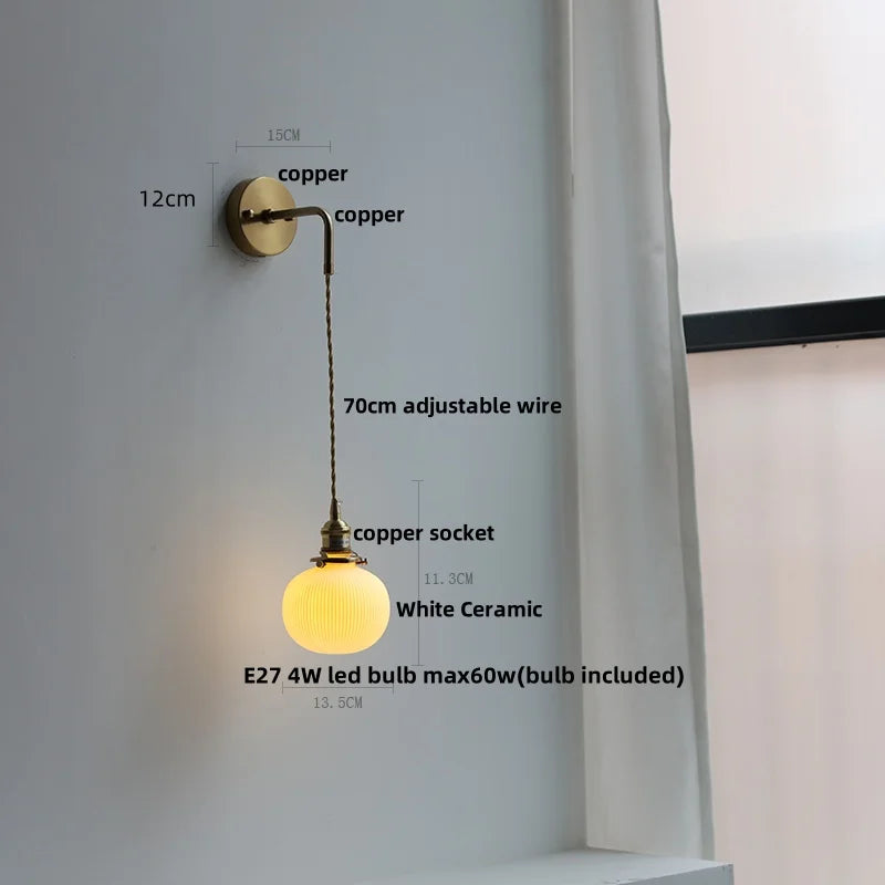 Afralia™ Clear Glass LED Wall Light | Modern Adjustable Nordic Copper Lamp Fixtures
