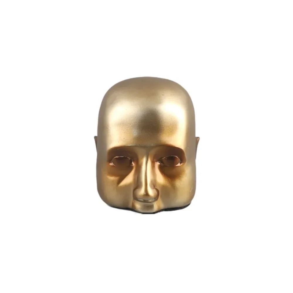 Afralia™ Golden Head Half Face Resin Sculpture Abstract Portrait Home Decor Figurine