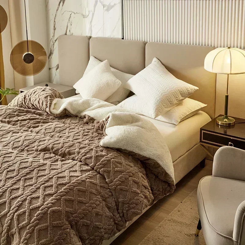 Afralia™ Cozy Cashmere Blanket Duvet Cover - Soft Warm Fleece Quilt Cover for Beds
