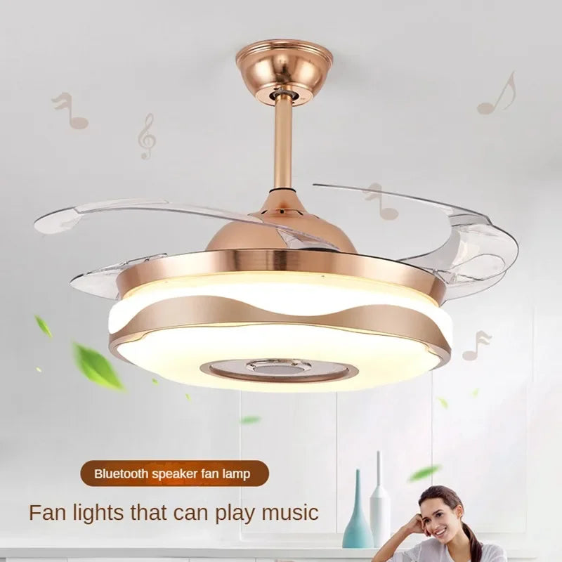 Afralia™ Smart Motor LED Ceiling Fan Light Chandelier with Remote Control