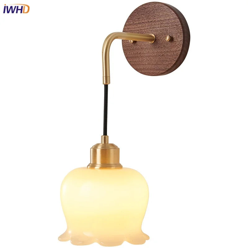 Afralia™ Walnut Wood LED Wall Lamp: Modern Nordic Resin Bathroom Mirror Stair Light