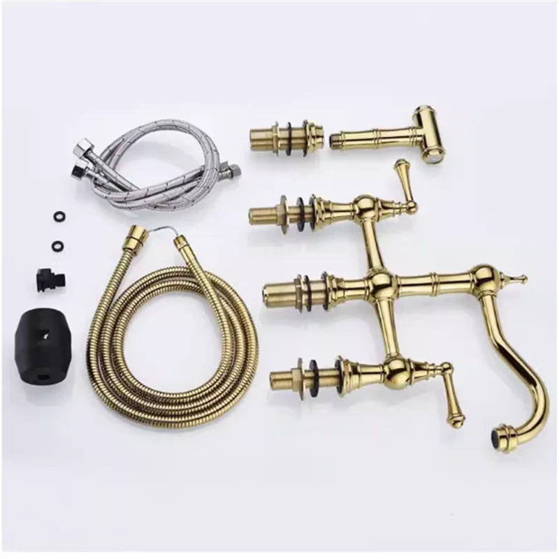 Afralia™ Gold Kitchen Faucet with Hand Shower and Pot Filler Tap