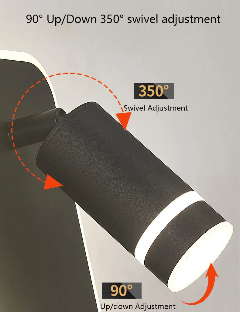 Afralia™ LED Wall Sconce Lamp Touch Switch USB Bedside Reading Light Tri-color Diammable