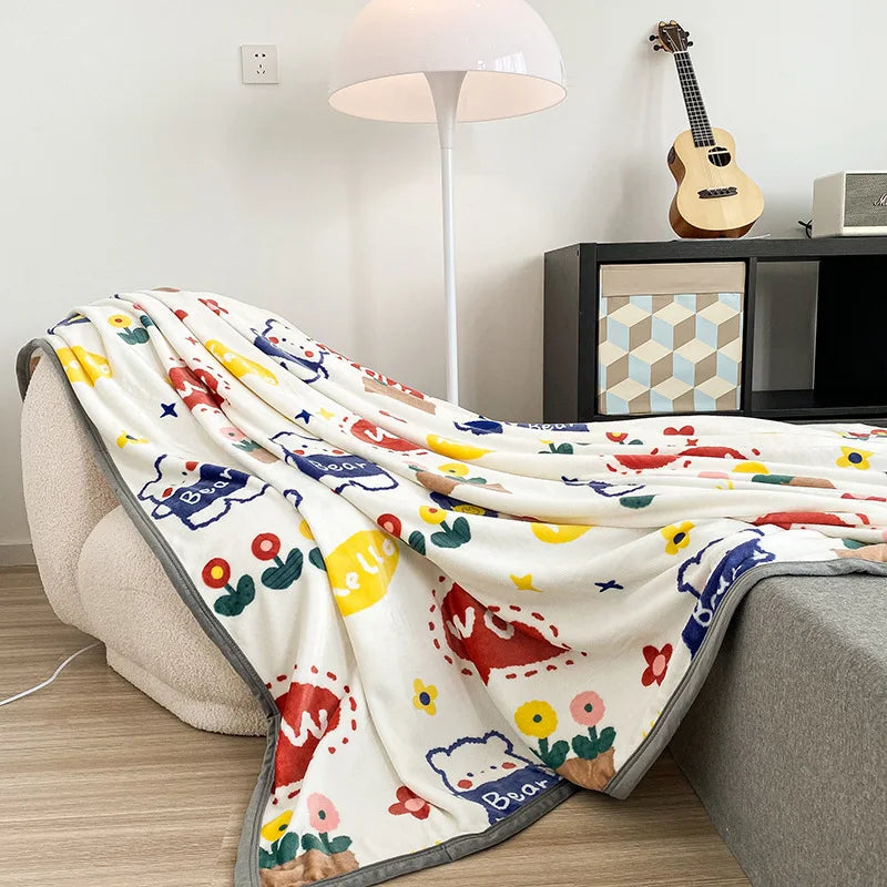 Afralia™ Milk Velvet Cartoon Printed Blanket: Multi Functional Skin-Friendly Winter Warm Bed Sheet