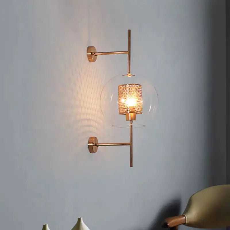 Afralia™ Brass Glass Wall Lamp for Bedroom, Living Room, Aisle - Nordic Design