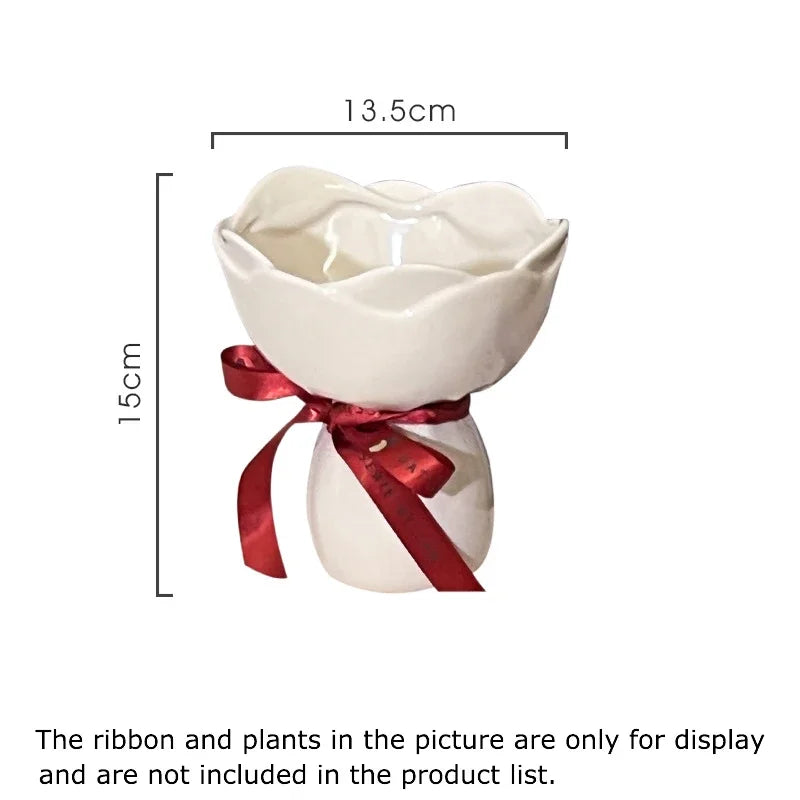 Afralia™ Rose Ceramic Vase Desk Decoration for Aesthetic Room Decor
